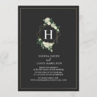Live Stream Virtual Wedding Grey Floral Monogram