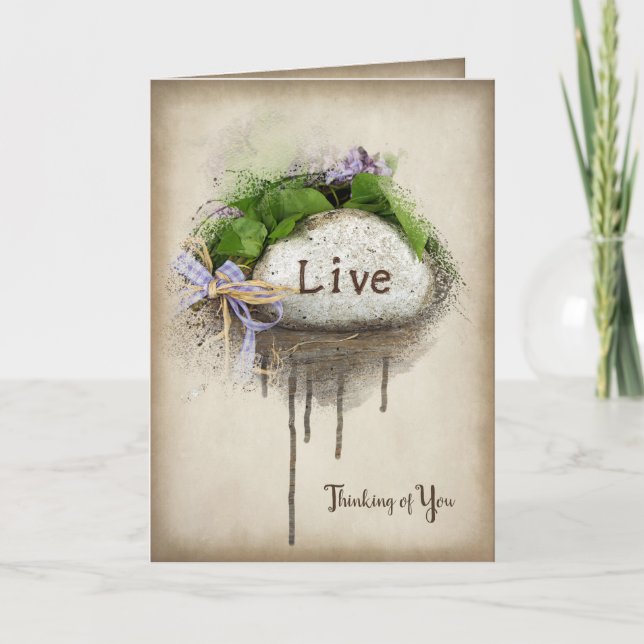 LIVE text carved in stone Card (Front)
