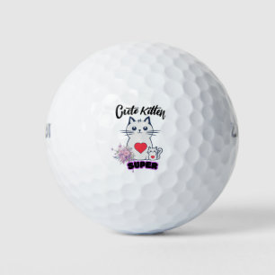 Live the Dream Cat Illustration Cute Art Design Golf Balls