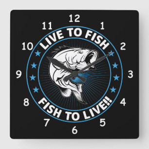 Live to Fish, Fish to Live Square Wall Clock