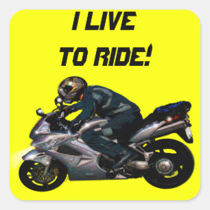 Live To Ride Motorbiker Square Sticker