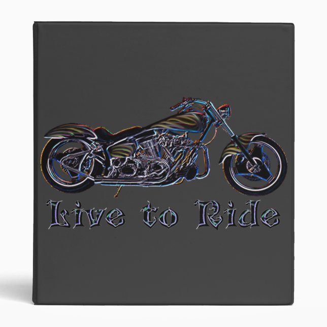 Live to Ride Neon Motorcycle Binder (Front)