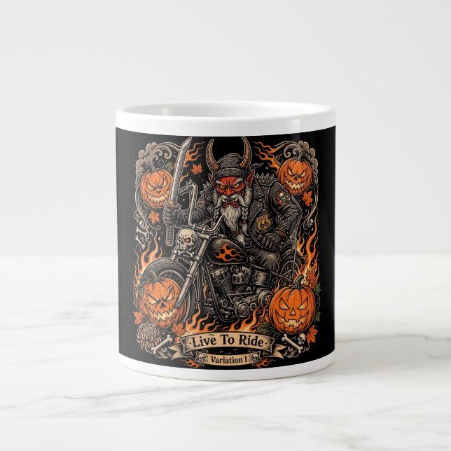 Live To Ride Variation I ,Route 66 Samurai Oni  Large Coffee Mug (Front)