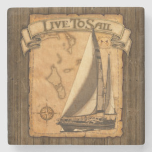 Live To Sail Stone Coaster