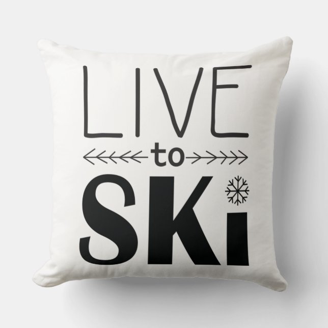 Live to Ski pillow - white (Front)