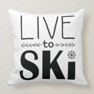 Live to Ski pillow - white