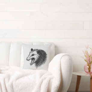 Live Ugly Fake Your Death Eat Trash Funny Opossum Throw Pillow