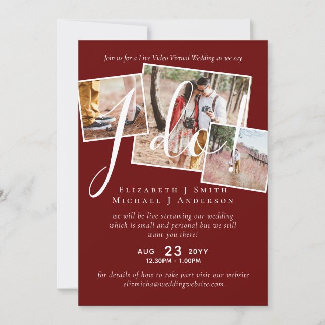Live Video Chat Wedding or Couples Shower Invites (Front)