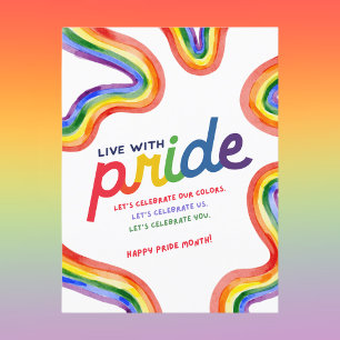 Live with Pride Rainbow Watercolor Postcard