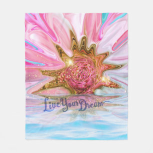 Live Your Dream - Rose Flower power  Fleece Blanket