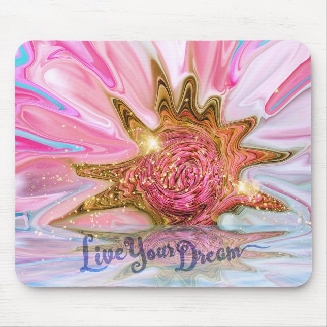 Live Your Dream - Rose Flower power Mouse Pad (Front)