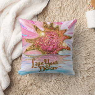Live Your Dream - Rose Flower power Throw Pillow