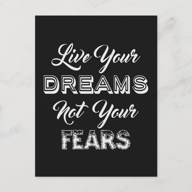Live Your Dreams custom colour postcard (Front)