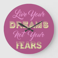Live Your Dreams custom colour wall clocks