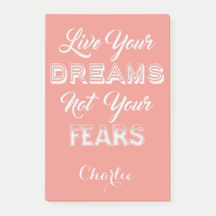 Live Your Dreams custom name & colour Post-It note