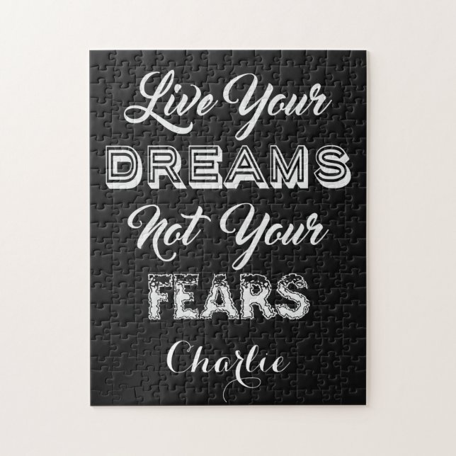 Live Your Dreams nom personnalisé & puzzle couleur (Vertical)