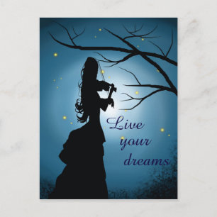 Live Your Dreams, Violin Player, Customizable Postcard