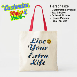 Live Your Extra Life Natural & Red Budget Tote Bag