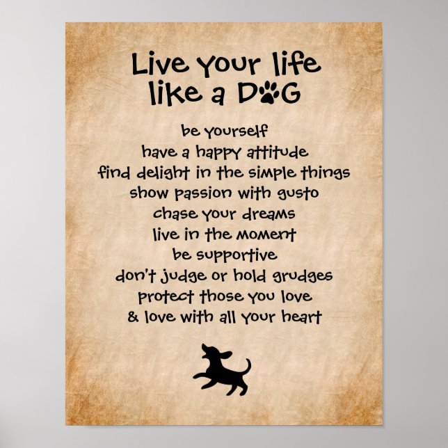 Live Your Life... Dog Qualities Poster (Front)