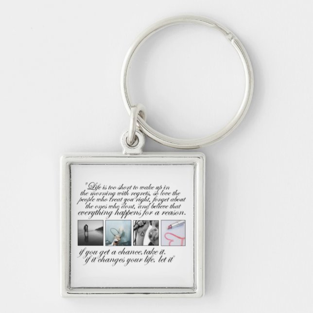 Live your life, no regrets keychain (Front)