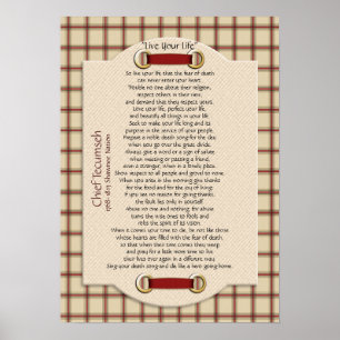 "Live Your Life"  on plaid Chief Tecumseh Poster