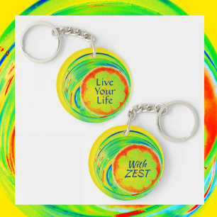 Live Your Life with Zest Psychedelic Citrus Keychain