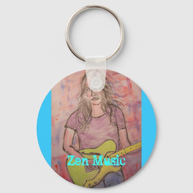 Live Zen Music Girl Sketch Keychain (Front)