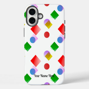 Lively and Colourful Circles and Squares iPhone 16 Plus Case