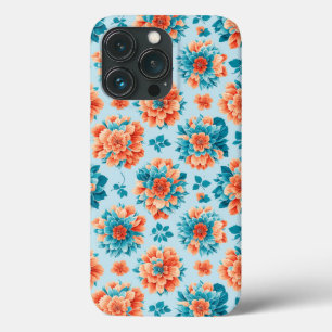 Lively Blue and Orange Flowers: Nature's Dazzling  iPhone 13 Pro Case