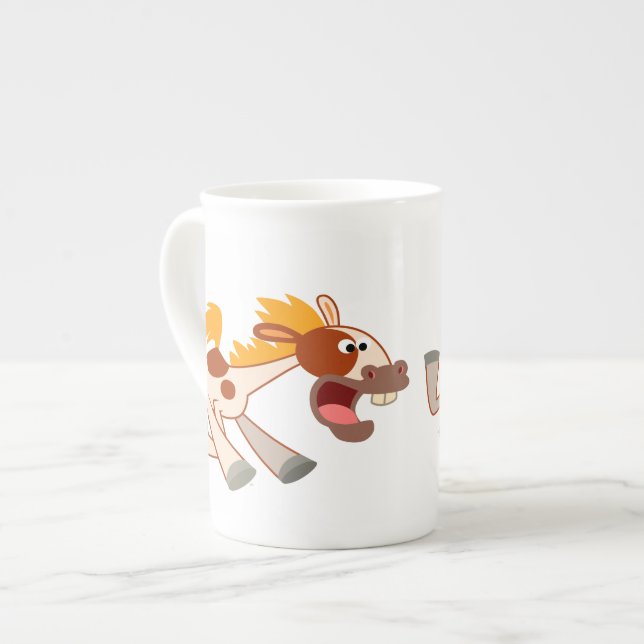 Lively Cartoon Pinto Horse Bone China Mug (Front Left)