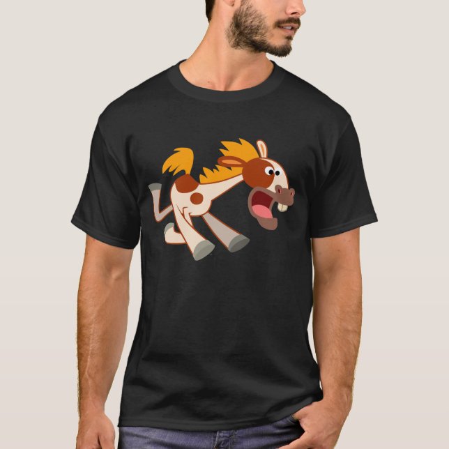 Lively Cartoon Pinto Horse T-Shirt (Front)
