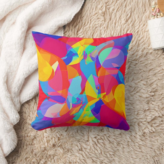 Lively Colourful Pattern Magic Throw Pillow (Blanket)