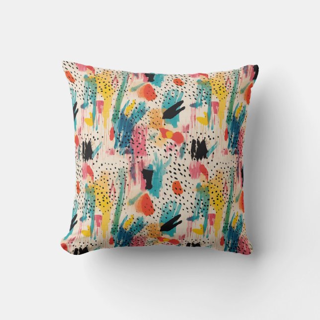 Lively Colours Abstract Pattern Throw Pillow (Front)
