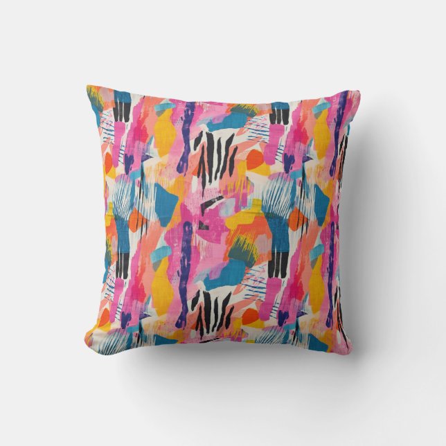 Lively Colours Pattern Throw Pillow (Front)