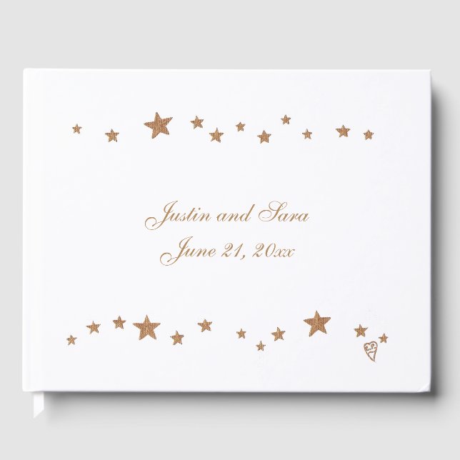 Lively Gold Stars Border Personalized Guest Book (Front)