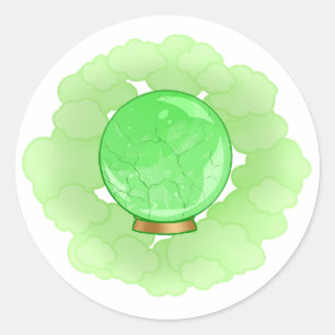 Lively Green Cracked Crystal Ball Classic Round Sticker