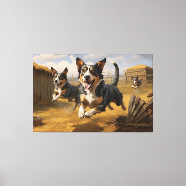 Lively Lancashire Heeler Pursuits Canvas Print (Front)