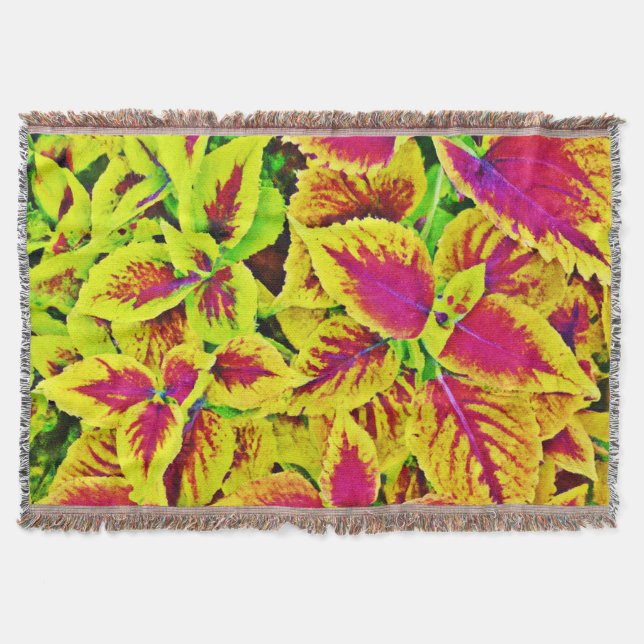 Lively Leaves Pattern Dance Throw Blanket (Front)