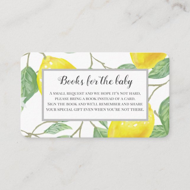 Lively Lemons Baby Shower Book Request Enclosure Card (Front)
