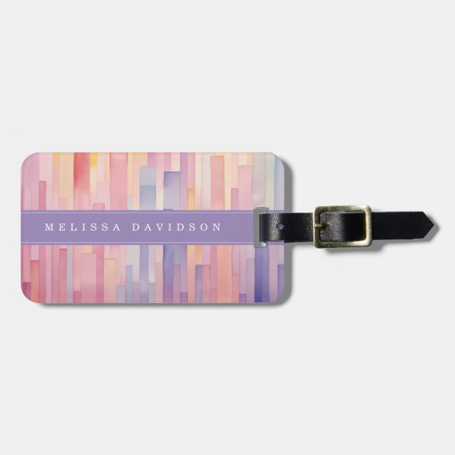 Lively Lines Background Luggage Tag (Front Horizontal)