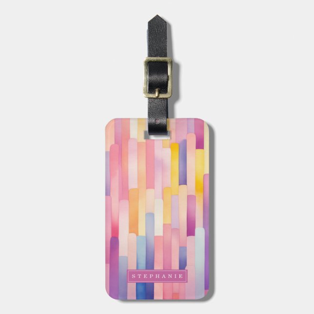 Lively Lines Background Luggage Tag (Front Vertical)
