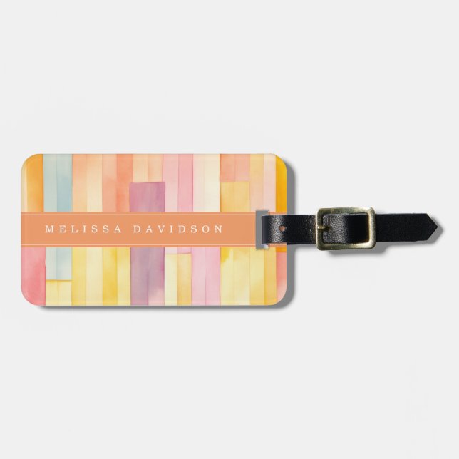 Lively Lines Background Luggage Tag (Front Horizontal)