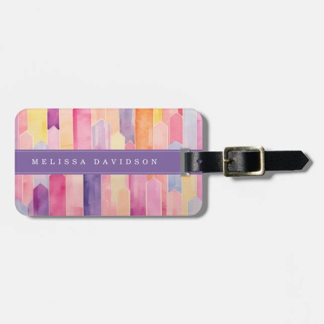 Lively Lines Background Luggage Tag (Front Horizontal)