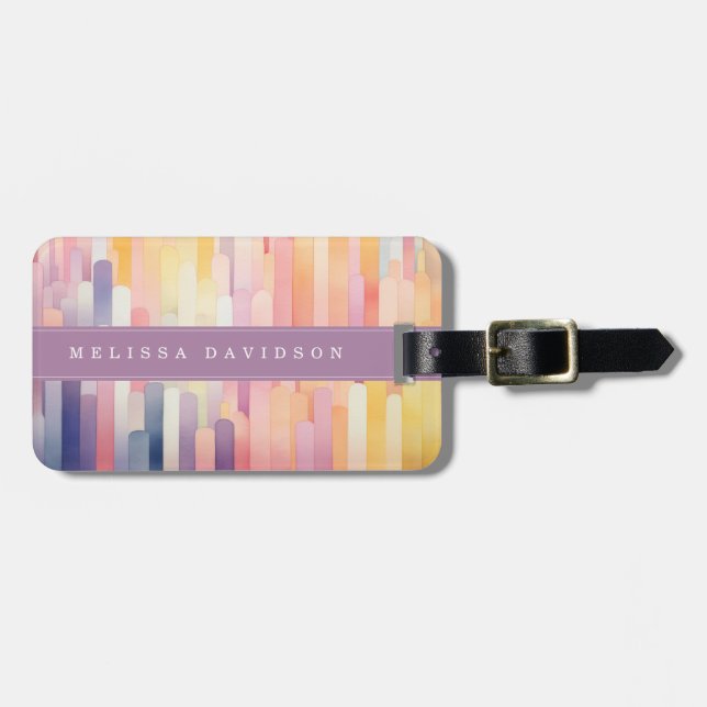 Lively Lines Background Luggage Tag (Front Horizontal)
