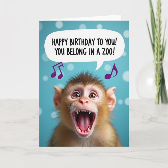 Lively Monkey Birthday Card (Front)