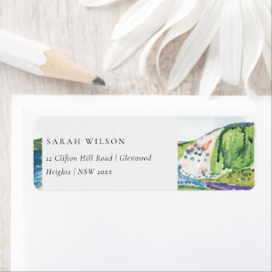 Lively Mountain Scape Blush Watercolor Address