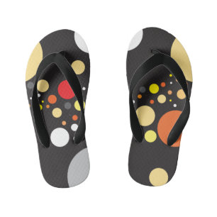 Lively Orange Scattered Random Sizes Circles Kid's Flip Flops