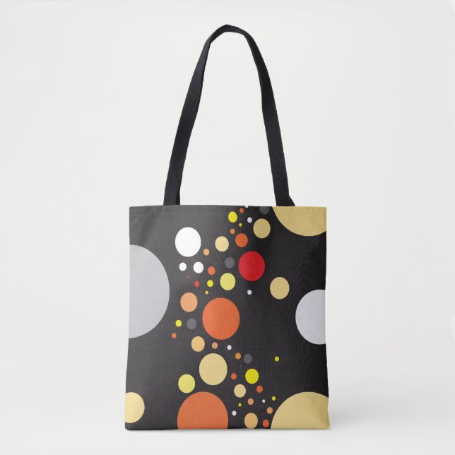 Lively Orange Scattered Random Sizes Circles Tote Bag (Front)