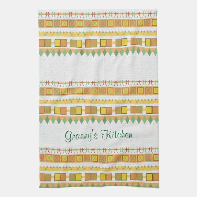 Lively Pattern Granny's Kitchen any Text Kitchen Towel (Vertical)