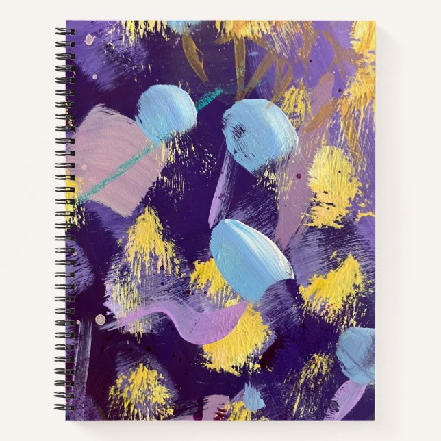 Lively, Purple and Yellow, Abstract Art Notebook (Front)